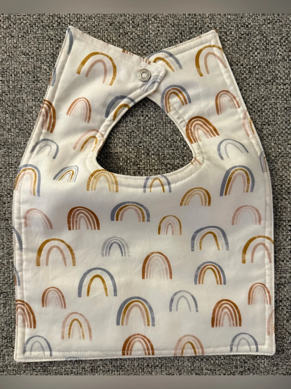 NEW hand-sewn bib - Neutral Rainbow